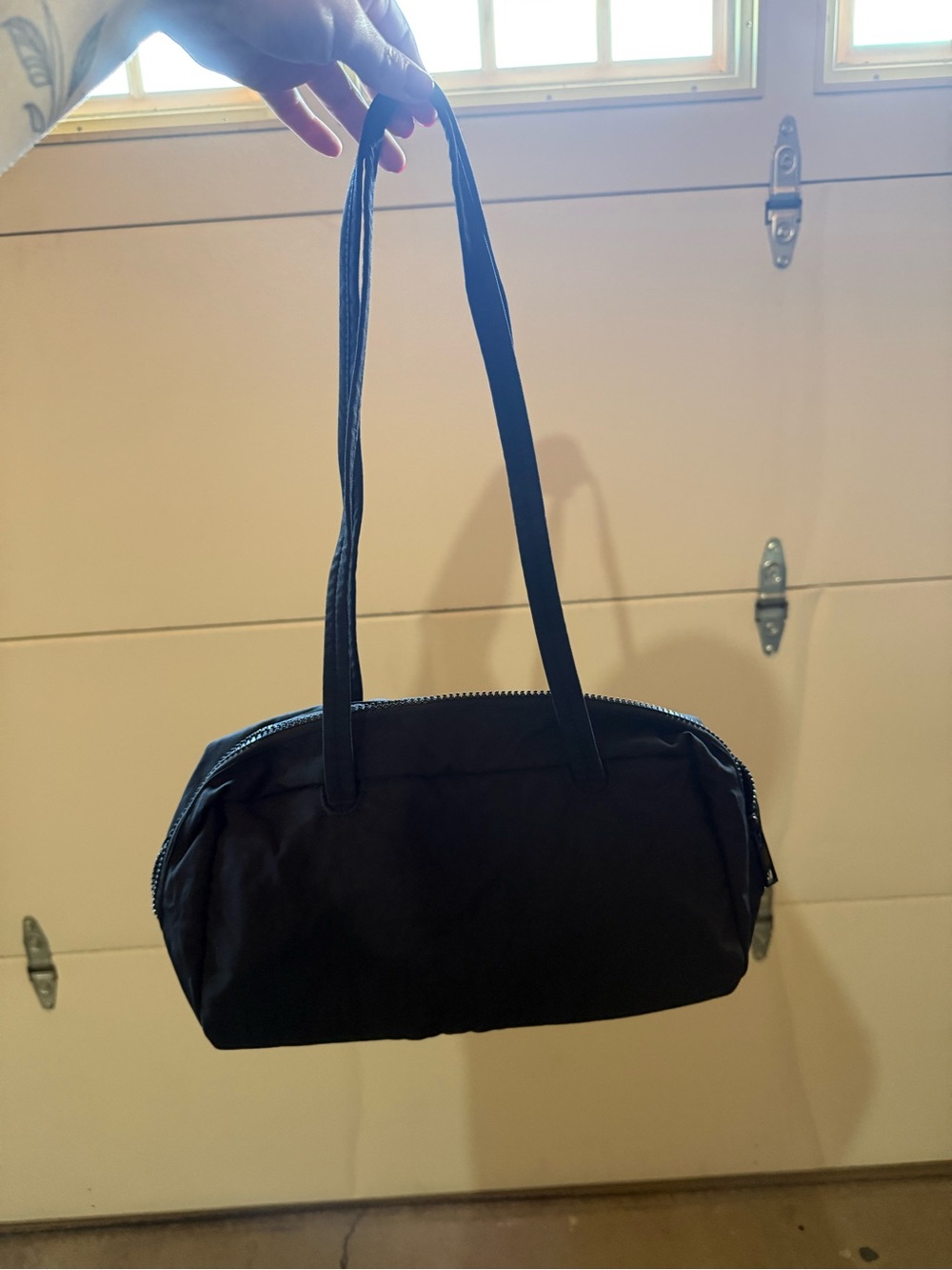 Nylon Black Shoulder Tote Bag Small